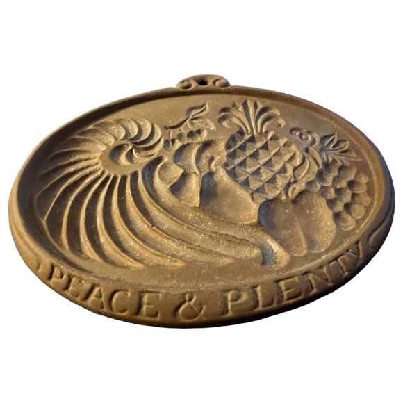 Vtg 1981 Hartstone COOKIE MOLD Stoneware Peace & Plenty Cornucopia Harvest 6.5" - Picture 5 of 13